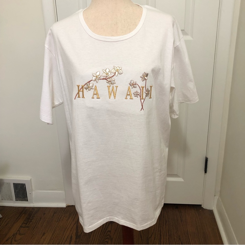 Anvil White Embroidered Pre Shrunk Cotton T Shirt